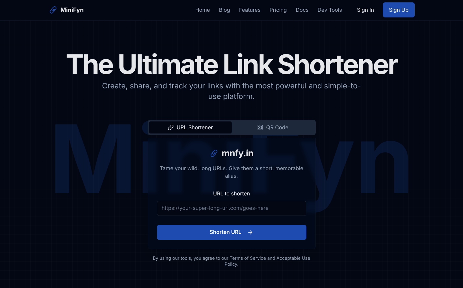 Illustration of the URL shortening form on the homepage